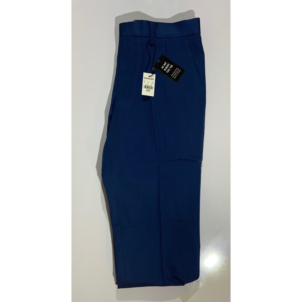 Express Extra Slim Blue Sateen Cotton Dress Pants